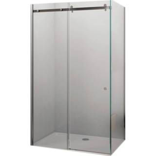 👉 Douchecabine chroom Lacus Caprera met Schuifdeur en Vaste Zijwand Anti-Kalk Coating (alle maten) 8719304714644