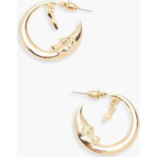 👉 Moon Hoop Earrings, Gold