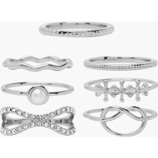 Knot & Textured Stacking Ring 7 Pack, Silver