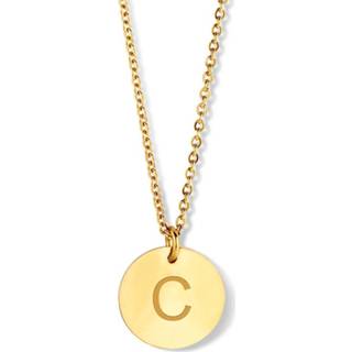 👉 Halsketting goudkleurig One Size no color CO88 Collection Alphabet 8CN 11054 Stalen Collier - Letter hanger C Lengte 42 + 5 cm 8720143834943