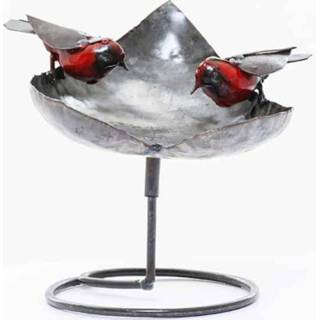 👉 Metalen Vogel Drinkbak met 2 Vogels Tafelmodel