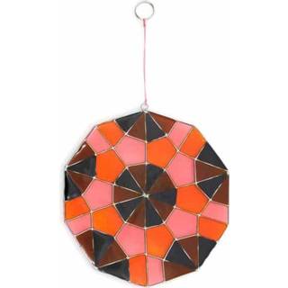 👉 Bruin oranje hars active Raamdecoratie Geometrische Rond (Bruin/Oranje) 8717506101118