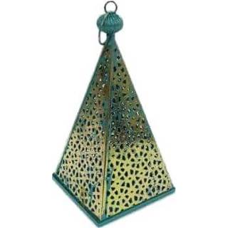 👉 Metalen Theelichthouder Piramide (Turquoise)