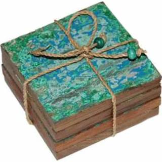 👉 Onderzetters van Gerecycled Hout Vierkant (Set van 4)