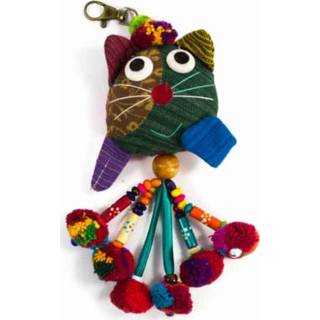 👉 Sleutelhanger Kat Stof/Kralen (15 cm)