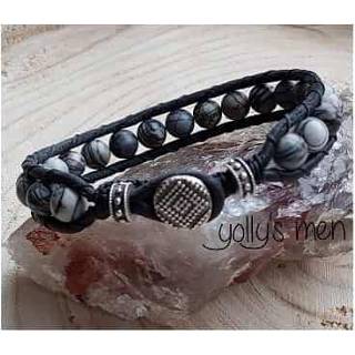 👉 Armband active mannen Jaspis Picasso Knoop 7440841899839