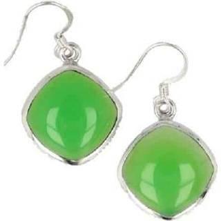 👉 Zilveren Oorbellen Chrysopraas Vierkant