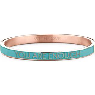 👉 Blauw One Size no color Key Moments 8KM BC0022 Stalen Bangle met Tekst You Are Enough One-size Rosékleurig / 8719874225786