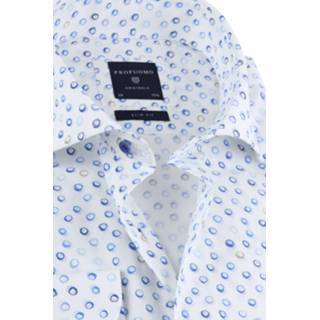 👉 Overhemd blauw katoen male wit Profuomo SF Cirkel 8719064713345 2900032805018