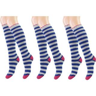 👉 Kniekousen blauw grijs blauw-lichtgrijs 3 paar Badstof - Gestreept 7432030010033