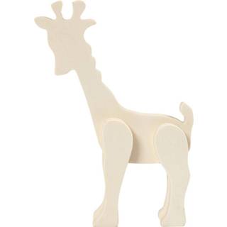 👉 Hout One Size bruin Creotime giraffe 19 cm 5712854200707