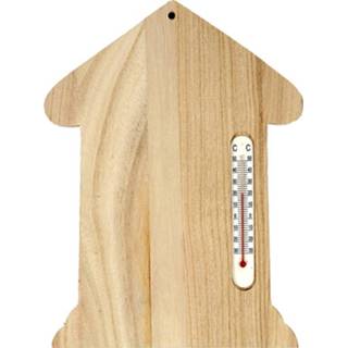 👉 Thermometer hout One Size bruin Creotime huisje unisex 23,5 x 16,5 cm 5707167237762