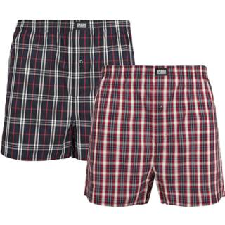 👉 Boxershort rood boxerset Urban Classics Woven Plaid Boxer Short Double Pack rood-navy 4053838561553