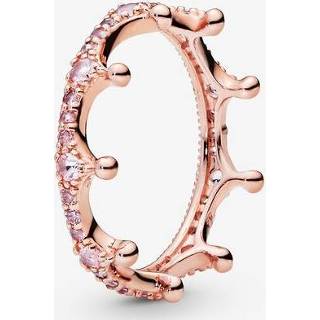 👉 Roze vrouwen unisex PANDORA Pink Sparkling Crown Ring, Sieraden, Crystals, Roze, 187087NPO-44