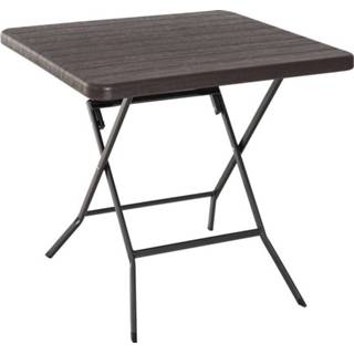 👉 Terras tafel kunststof active bruin Outsunny Tuintafel klaptafel hout-look 78 x 74cm 4250871252909