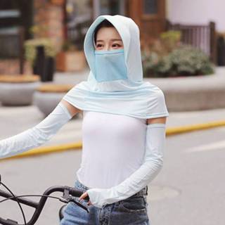 👉 Hoofddoek hemelsblauw zijde active Zomer buiten ijs zijden sjaal gezichtsmasker multifunctionele zonbescherming (hemelsblauw)