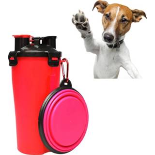 👉 Rood active Pet Outdoor draagbare dual-use water- en voerbeker met een opvouwbare kom (rood)