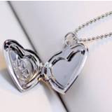 👉 Fotolijst zilver active Chains||||Chains>Kleding DIY hartvormige geheugen medaillon hanger ketting sieraden (zilver)