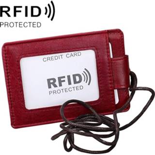 👉 Kaarthouder rood active Tassen>Huis&Tuin KB153 Antimagnetic RFID lederen ID-kaart Badge met Lanyard (rood)