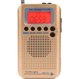 👉 Draagbare radio goud active HRD-737 Portable Aircraft Band Wide Frequency Receiver (Goud)