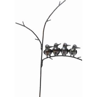 👉 Metalen Tuinsteker IJsvogel Familie van 4 op Tak