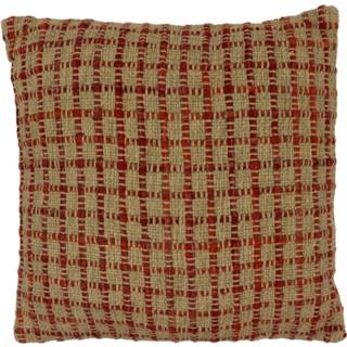 Katoenen Kussen Mumbai Bruin/Rood (Met Vulling)