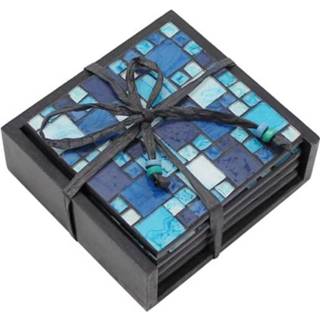 👉 Onderzetter blauw active Mozaïeken Onderzetters Ombre (Set van 4) 8717506096889