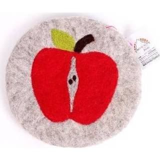 👉 Vilten Onderzetter Appel Grijs (Rond)