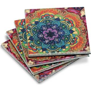 👉 Onderzetter keramiek active mannen Mandala Onderzetters (Set van 4) 8720088292785