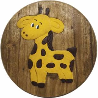 👉 Kinderkrukje acaciahout hout kinderen met Giraffe (Acaciahout) 8851109188173