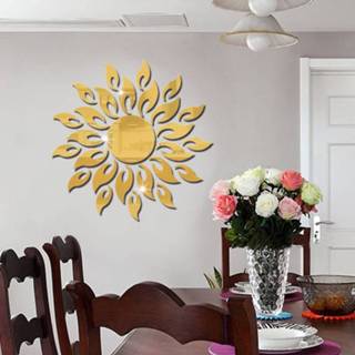 👉 Zonnebloem goud active spiegel muursticker slaapkamer woonkamer decoratie muurstickers (goud)