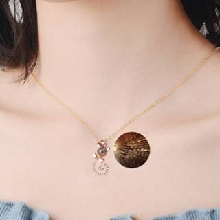 👉 100 Taal I love You Ketting Memory Projection Pendant Wedding Letter Necklace (Rose Gold)