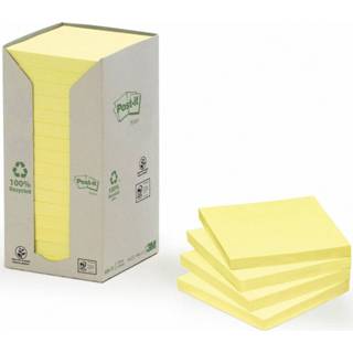 👉 Houten blok geel Post-it Notes gerecycleerd, ft 76 x mm, geel, 100 vel, pak van 16 blokken 4054596722835