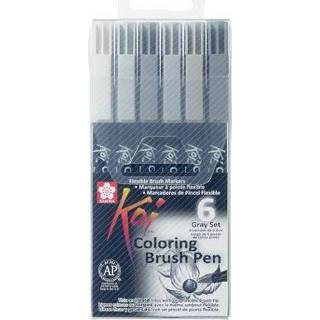 👉 Etui grijstinten Sakura Koi brushpen Coloring Brush Pen, van 6 stuks in geassorteerde 84511391765