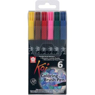 👉 Etui Sakura Koi brushpen Coloring Brush Pen, van 6 stuks in geassorteerde kleuren 84511316799