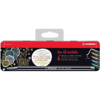 👉 Viltstift metalen Stabilo Pen 68 Metallic, 6 kleuren, doos van stuks 4006381530347