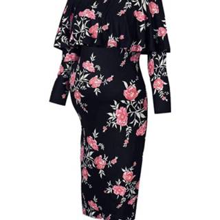 👉 Zwart s active Jurk||||Jurk>Kleding vrouwen Zwangere vrouwenjurk met kraag print (kleur: Maat: S)
