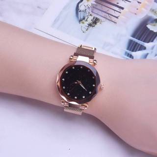 👉 Klok active vrouwen Luxe mesh dames magneet gesp sterrenhemel geometrische quartz horloge horloges (roségoud)