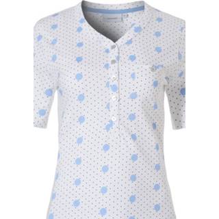 👉 Pyjama blauwe katoen blauw vrouwen Lichtblauwe dames van organisch met korte mouwen, knoopjes en lange broek 'pretty fine dots & circles' 8719833139642