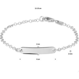 👉 Graveer armband zilver gerhodineerd active unisex zilverkleurig TFT Graveerarmband Jasseron Plaat 4,0 mm 11 - 13 cm 8718834599264