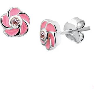 👉 Oorknop zilver glanzend active bloem unisex roze TFT Oorknoppen Zirkonia 8718834389391