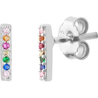 👉 Oorknop zilver glanzen One Size array TFT Oorknoppen Balkje Gekleurd Zirkonia Gerhodineerd Glanzend 7 mm x 1.4 8718834654253