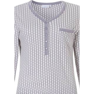 👉 Katoenen pyjama zilvergrijze grijs 'diamantjes & driehoekjes' geometrisch patroon, met lange mouwen 8713167755523