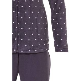 👉 Huispak grijs vrouwen Donkergrijs dames 'a little bit dotty', fleece top met kraag & rits en lange broek van katoen-polyester 8719833101939