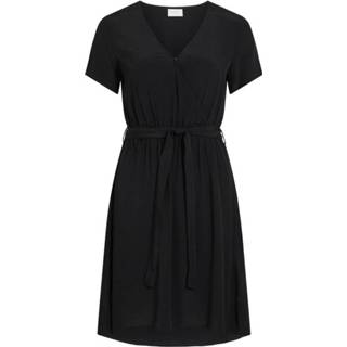 👉 Vrouwen zwart Wickelkleid Kurzärmeliges