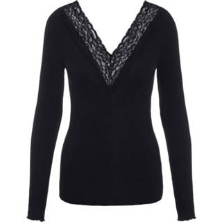 Zwart l vrouwen Black Lace V-Neck TOP