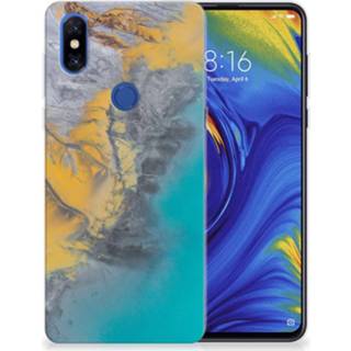 👉 Siliconen hoesje blauw goud Xiaomi Mi Mix 3 TPU Marble Blue Gold 8720215950717