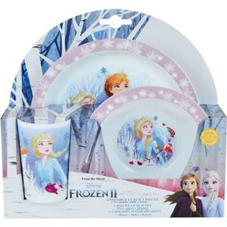 👉 Wit roze blauw kunststof One Size meerkleurig meisjes Disney eetset Frozen II wit/roze/lichtblauw 3-delig 3524550057163