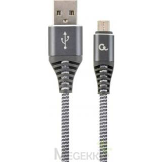 👉 Grijs wit Cablexpert CC-USB2B-AMMBM-2M-WB2 USB-kabel 2.0 USB A Micro-USB B Grijs, 8716309108188