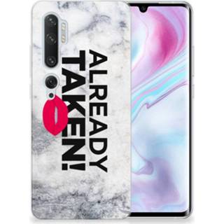 👉 Siliconen hoesje wit Xiaomi Mi Note 10 Pro met naam Already Taken White 8720215194777